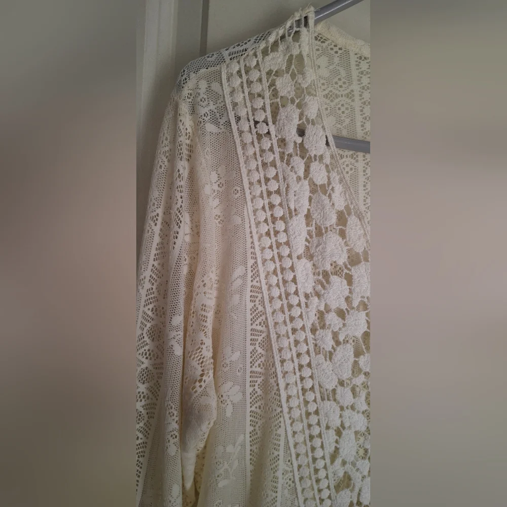 Mauroces Ivory Lace Sleeveless Top Sz L ANGELCORE Boho Western Hippie Formal